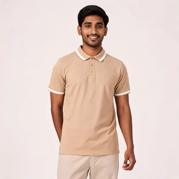 Pctc_Camel_Polo_T-Shirt_With_White_Tipping_For_Men