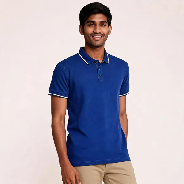 Pctc_Navy_Blue_Polo_T-Shirt_With_Contrast_Tipping_For_Men