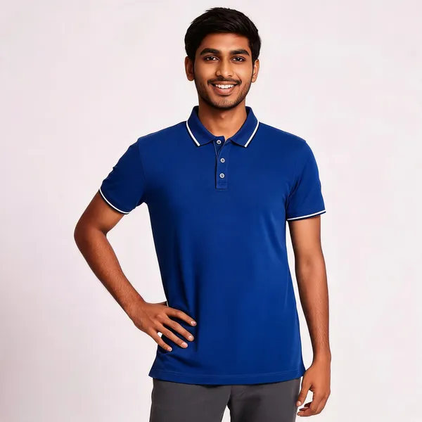 Pctc_Navy_Blue_Polo_T-Shirt_With_Contrast_Tipping_For_Men