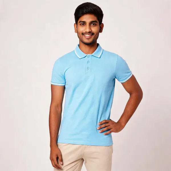 Pctc_Mint_Blue_Polo_T-Shirt_With_Tipping_For_Men