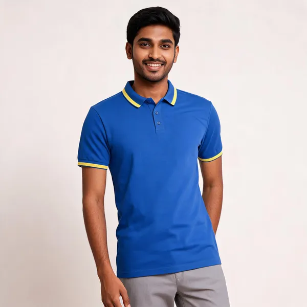 Pctc_Blue_Polo_T-Shirt_With_Yellow_Tipping_For_Men
