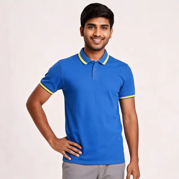 Pctc_Blue_Polo_T-Shirt_With_Yellow_Tipping_For_Men