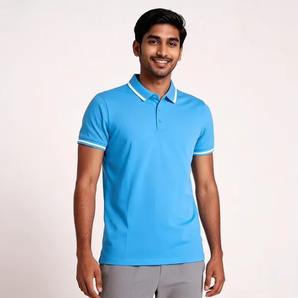 Pctc_Sky_Blue_Polo_T-Shirt_With_White_Tipping_For_Men