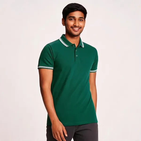Pctc_Bottle_Green_Polo_T-Shirt_With_White_Tipping_For_Men