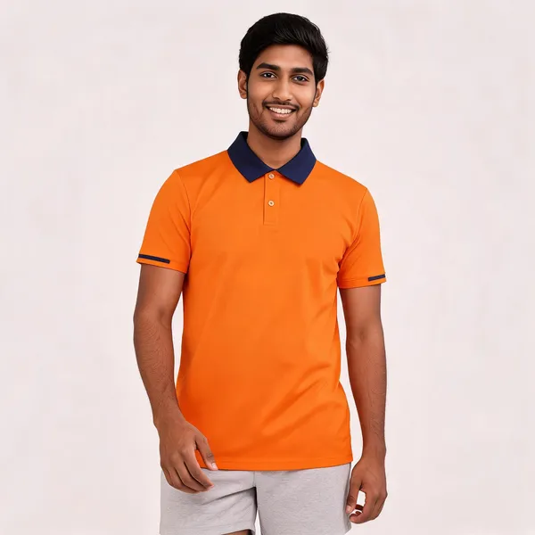 Pctc_Orange_Polo_T-Shirt_With_Navy_Collar_For_Men