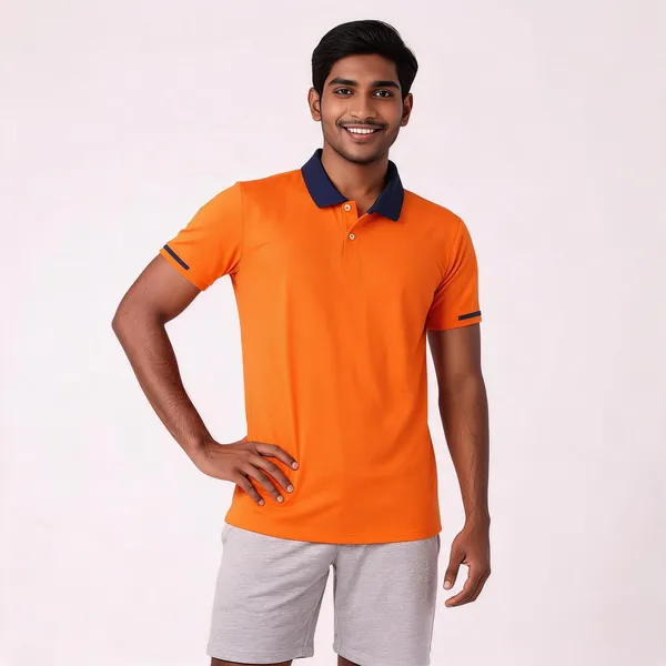 Pctc_Orange_Polo_T-Shirt_With_Navy_Collar_For_Men