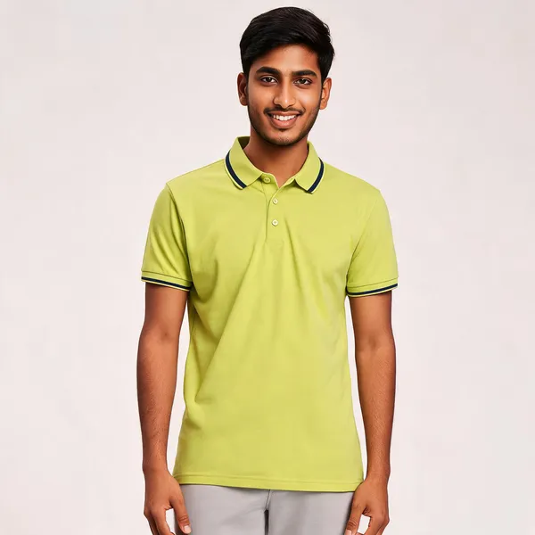 Pctc_Parrot_Green_Polo_T-Shirt_With_Tipping_For_Men