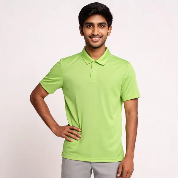 Pctc_Parrot_Green_Polo_Collar_Half_Sleeve_T-Shirt_For_Men