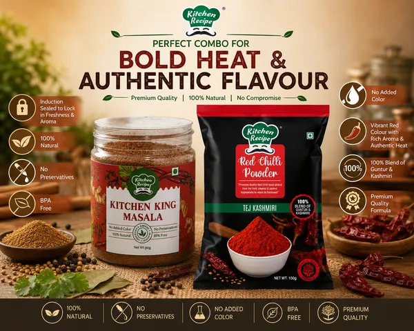 Kitchen_King_Masala_100_Gm_Natural_Spice_Blend_And_Tej_Kashmiri_Red_Chilli_Powder_200Gm_Combo_Set
