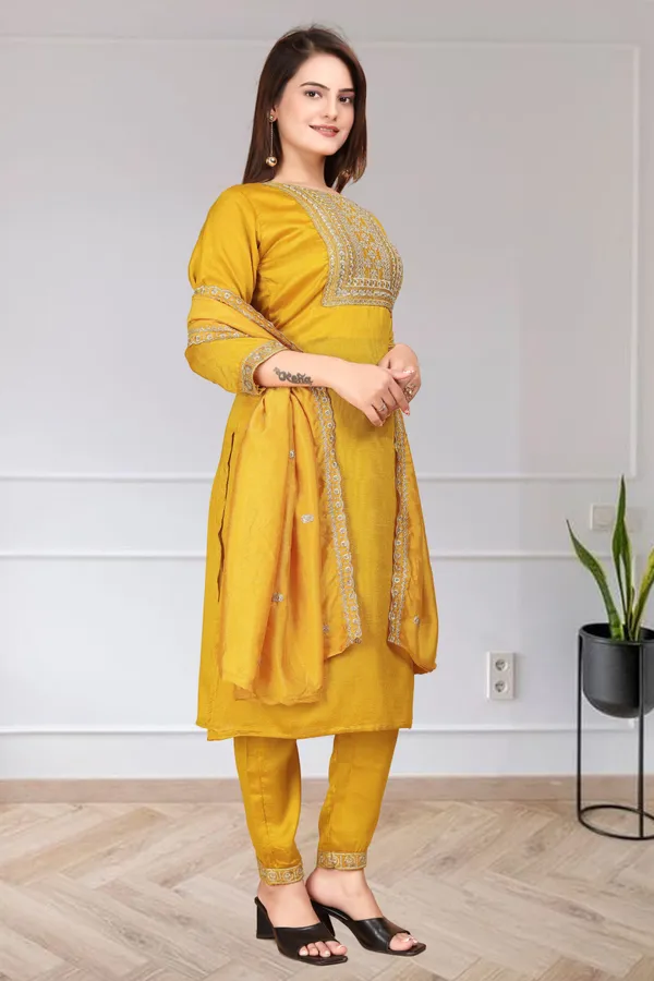 Yellow_Kurta_Set80%_Cotton,_20%_Silk_For_Women