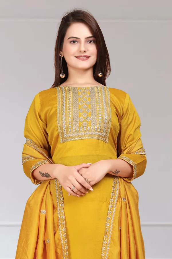 Yellow_Kurta_Set80%_Cotton,_20%_Silk_For_Women