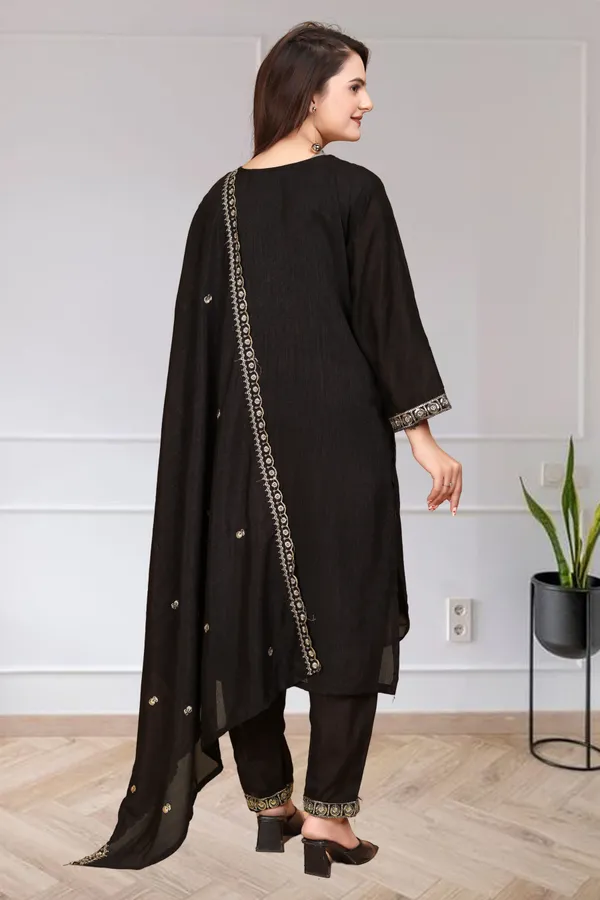 Black_Kurta_Set80%_Cotton,_20%_Silk_For_Women