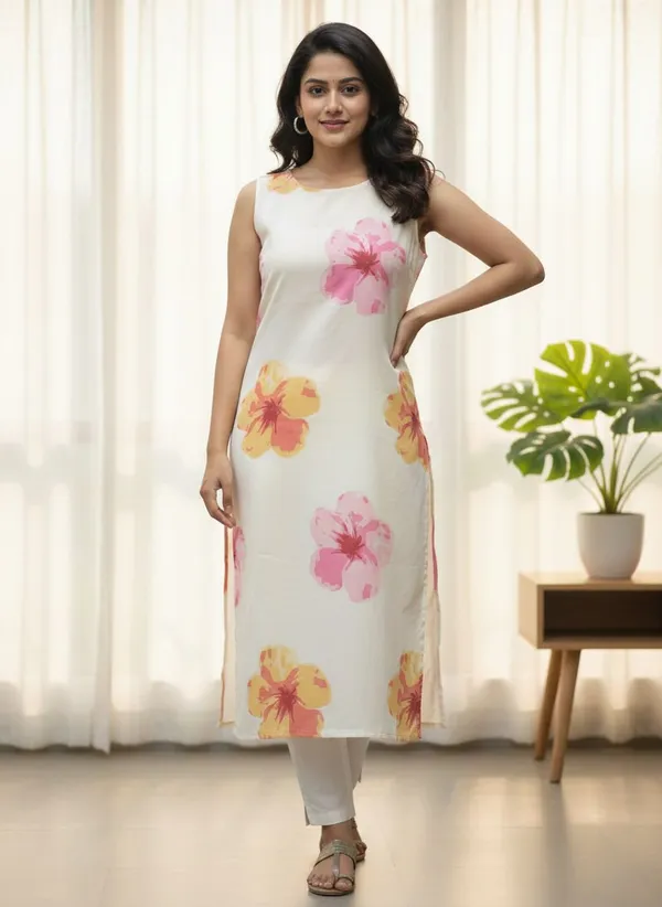 White_Kurta80%_Cotton,_20%_Silk_For_Women