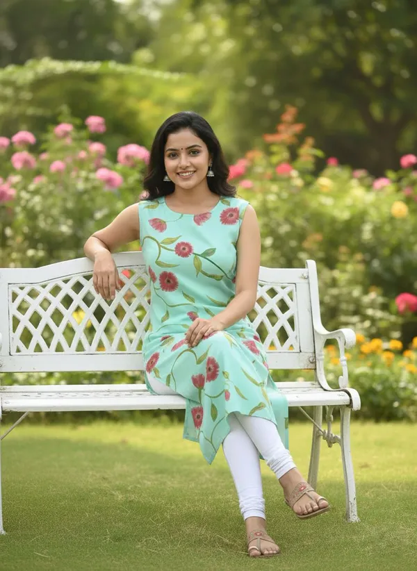 Green_Kurta80%_Cotton,_20%_Silk_For_Women