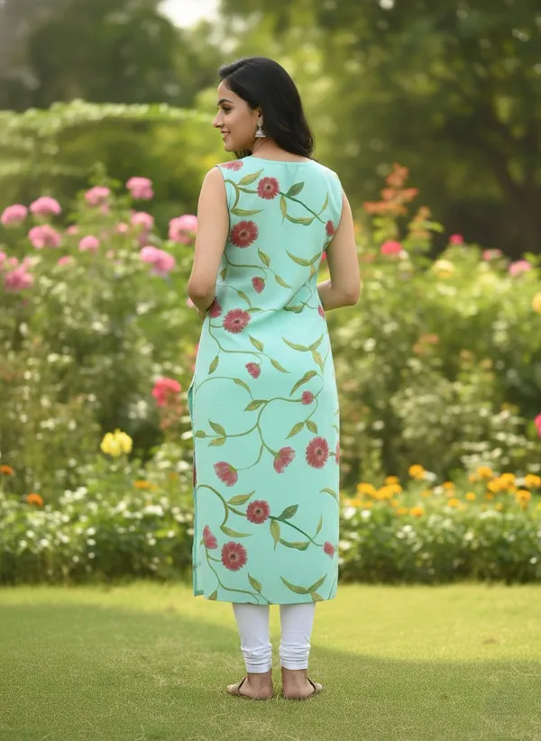 Green_Kurta80%_Cotton,_20%_Silk_For_Women