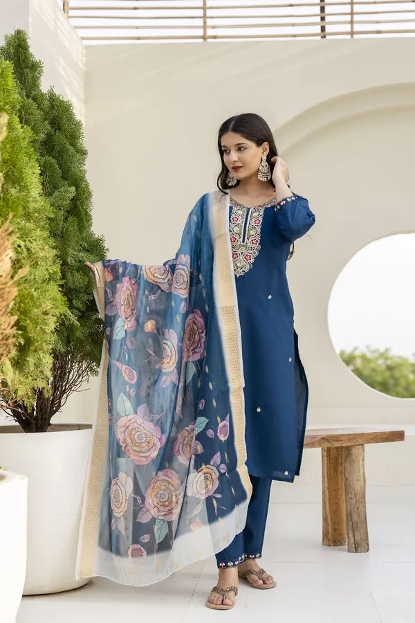 Blue_Kurta_SetViscose_For_Women