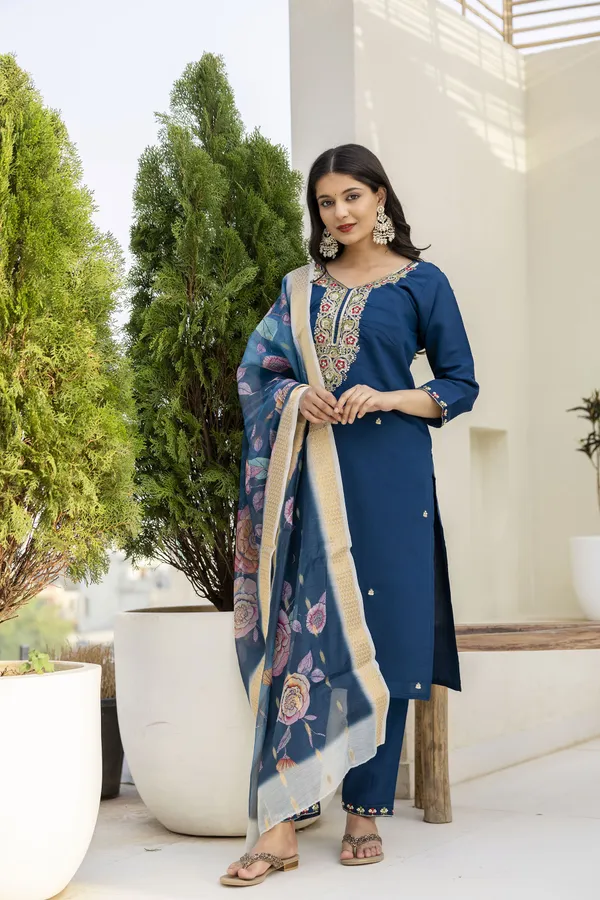 Blue_Kurta_SetViscose_For_Women