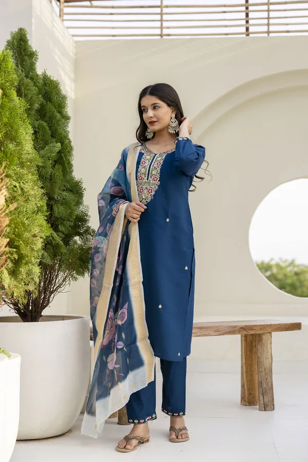Blue_Kurta_SetViscose_For_Women