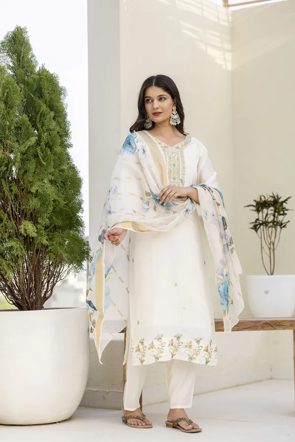 White_Kurta_Set80%_Cotton,_20%_Silk_For_Women