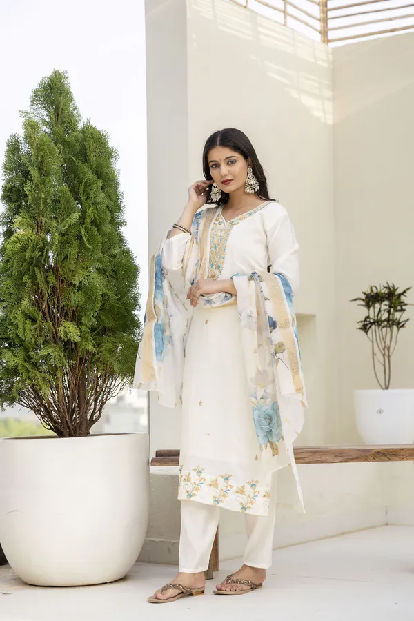 White_Kurta_Set80%_Cotton,_20%_Silk_For_Women