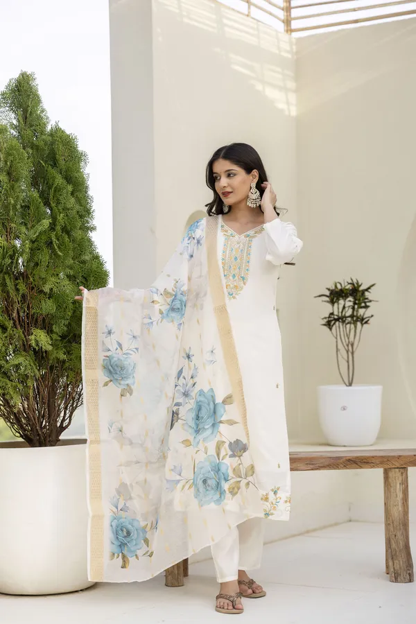 White_Kurta_Set80%_Cotton,_20%_Silk_For_Women