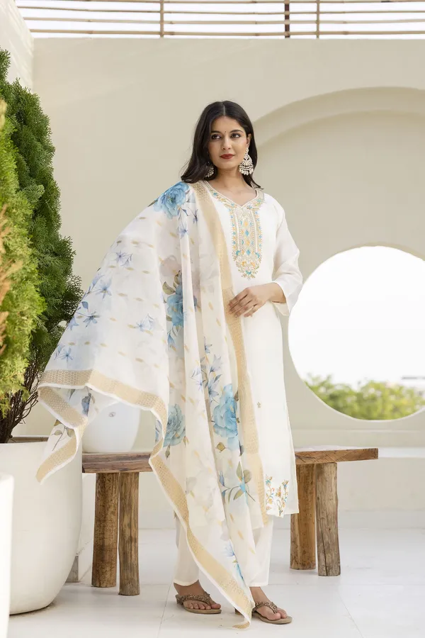 White_Kurta_Set80%_Cotton,_20%_Silk_For_Women