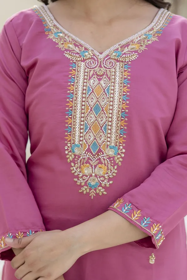 Pink_Kurta_SetViscose_For_Women