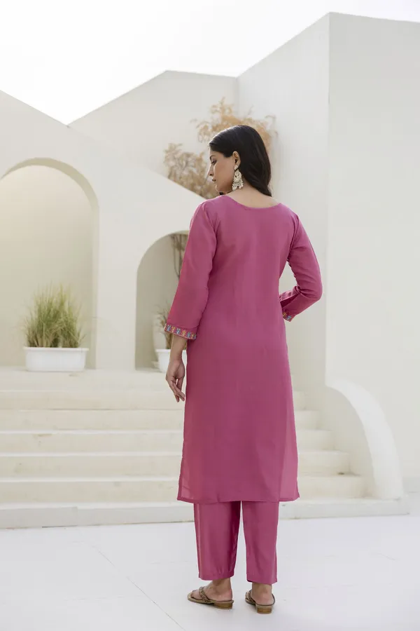 Pink_Kurta_SetViscose_For_Women