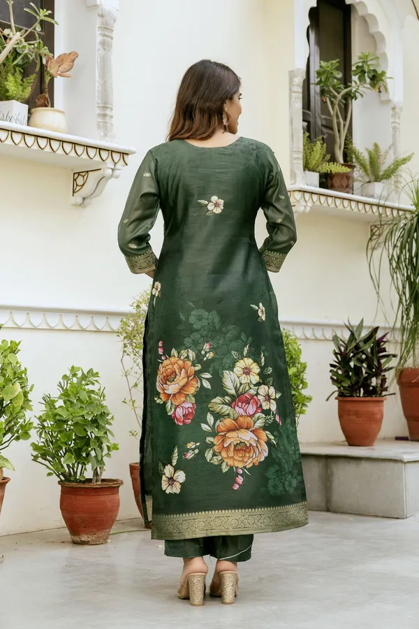 Green_Kurta_SetJacquard_For_Women