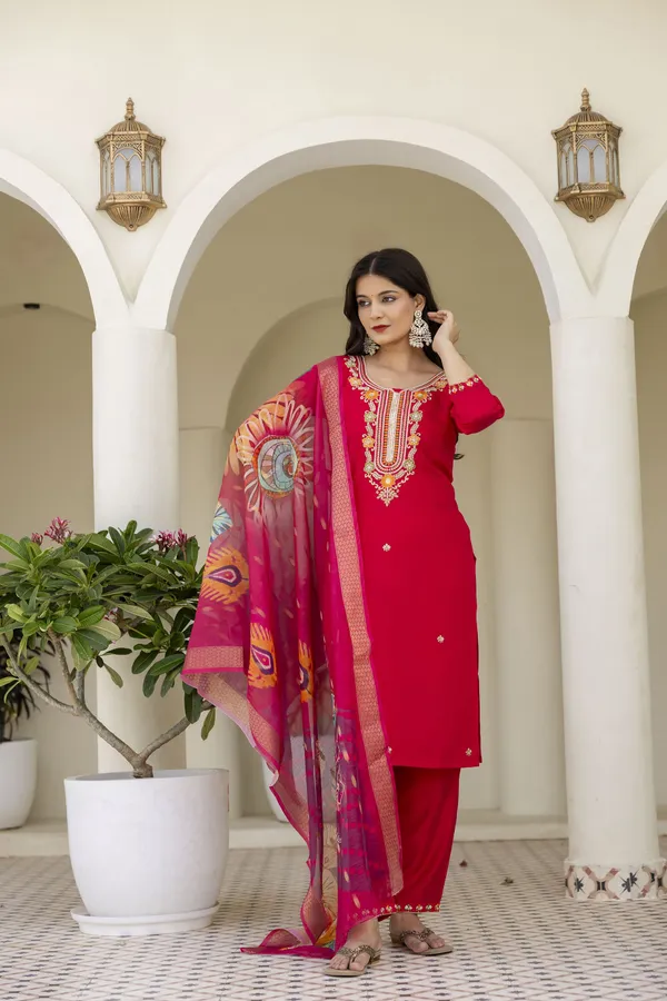 Pink_Kurta_Set80%_Cotton,_20%_Silk_For_Women