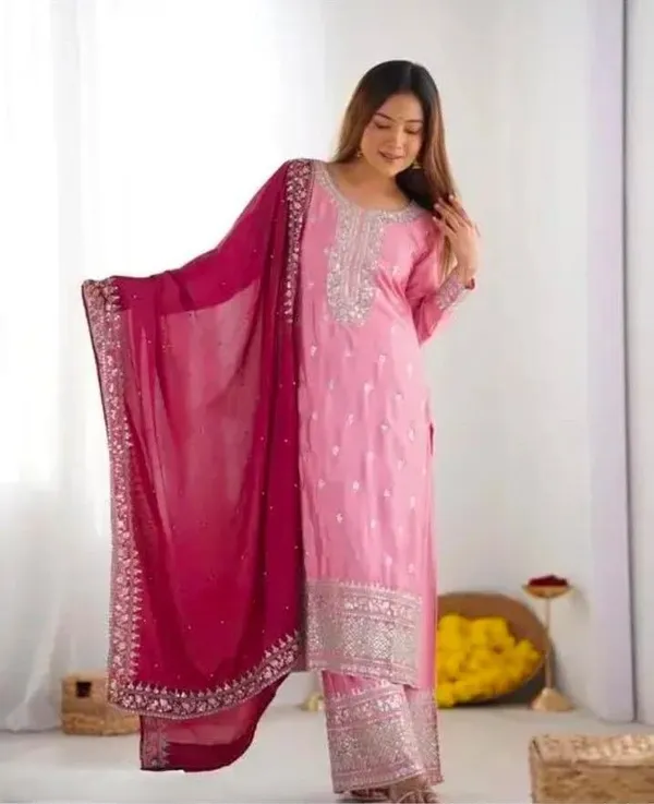 Pink_Kurta_Set80%_Cotton,_20%_Silk_For_Women
