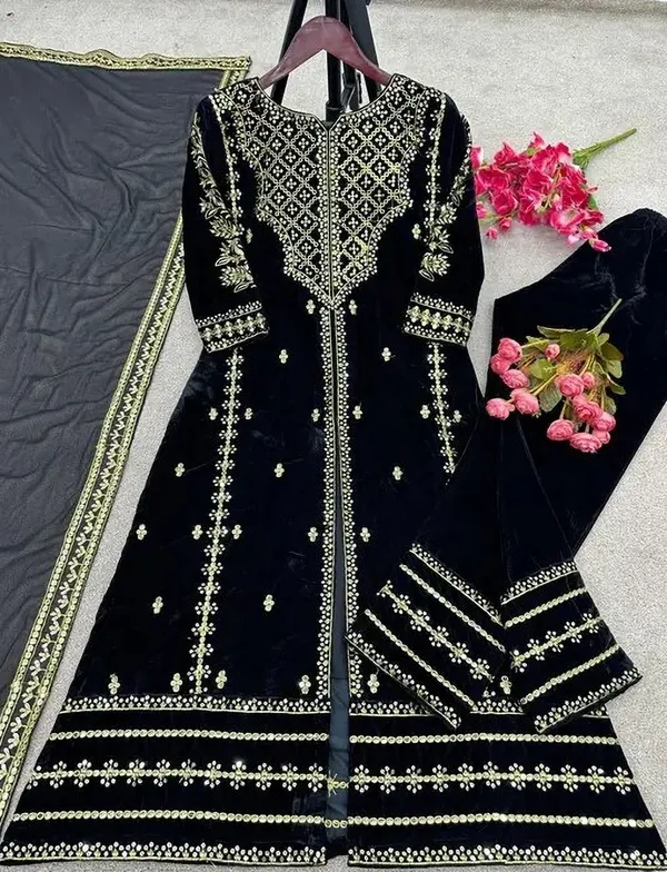 Black_Anarkali_Kurta_Set80%_Cotton,_20%_Silk_For_Women