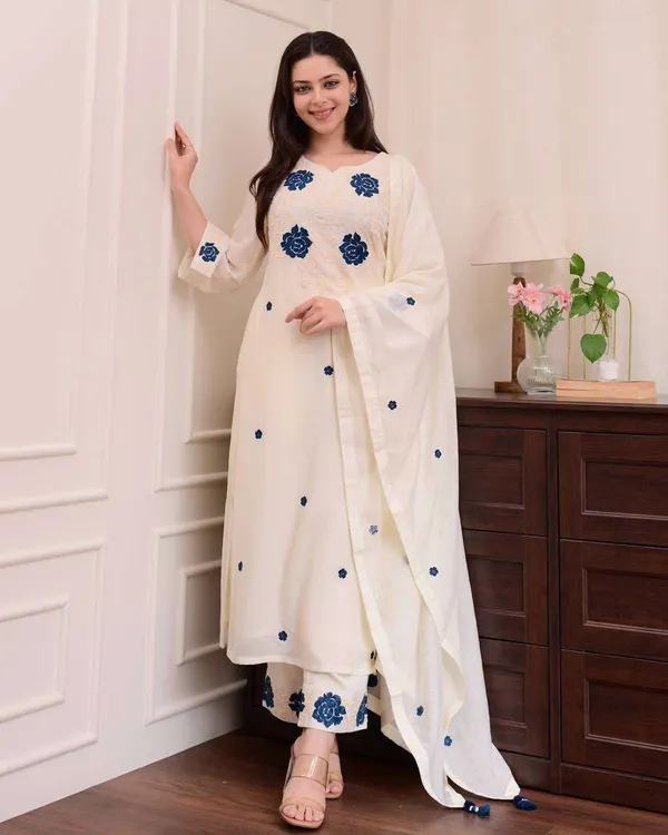 White_Kurta_Set80%_Cotton,_20%_Silk_For_Women