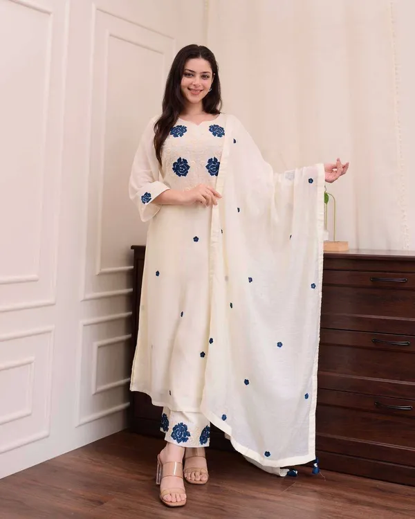 White_Kurta_Set80%_Cotton,_20%_Silk_For_Women