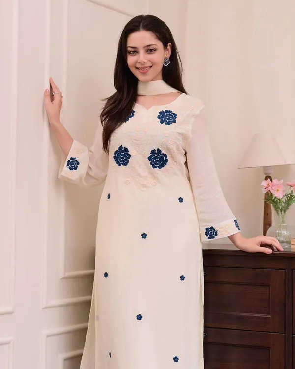 White_Kurta_Set80%_Cotton,_20%_Silk_For_Women