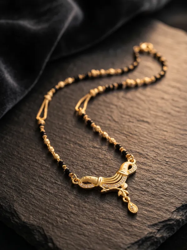 Micro_Gold_Plated_And_Diamond_Antique_18_inches_Mangalsutra