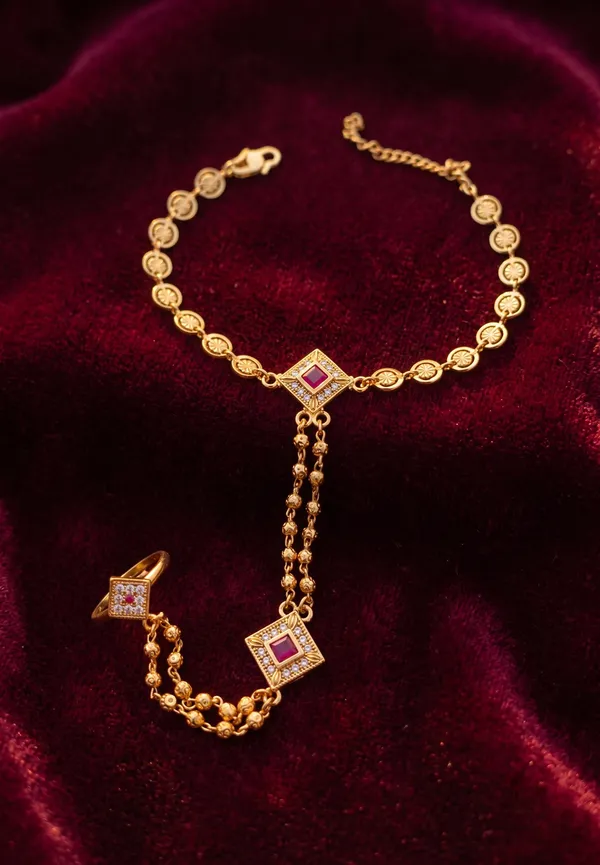 Micro_Gold_Plated_AD_Diamond_Studded_Fancy_Heart_Design_(Hathphool)_for_Women