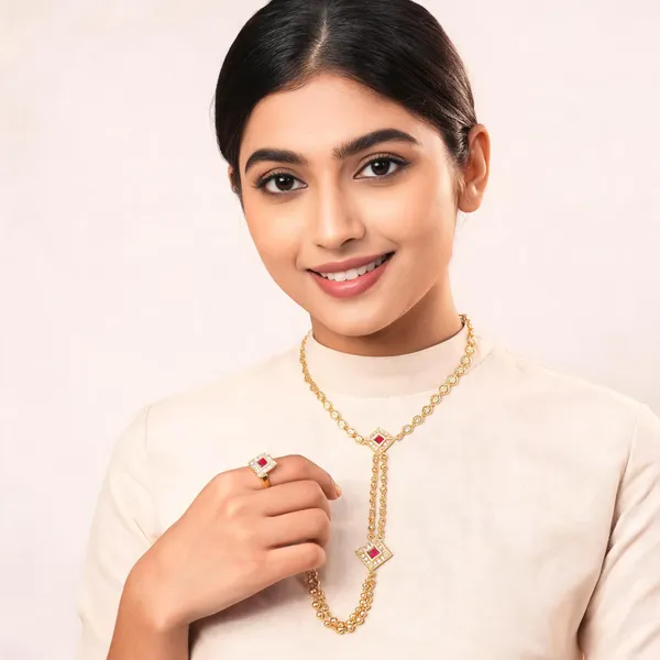 Micro_Gold_Plated_AD_Diamond_Studded_Fancy_Heart_Design_(Hathphool)_for_Women