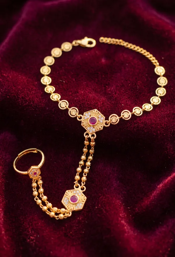 Micro_Gold_Plated_AD_Diamond_Studded_Fancy_Heart_Design_(Hathphool)_for_Women