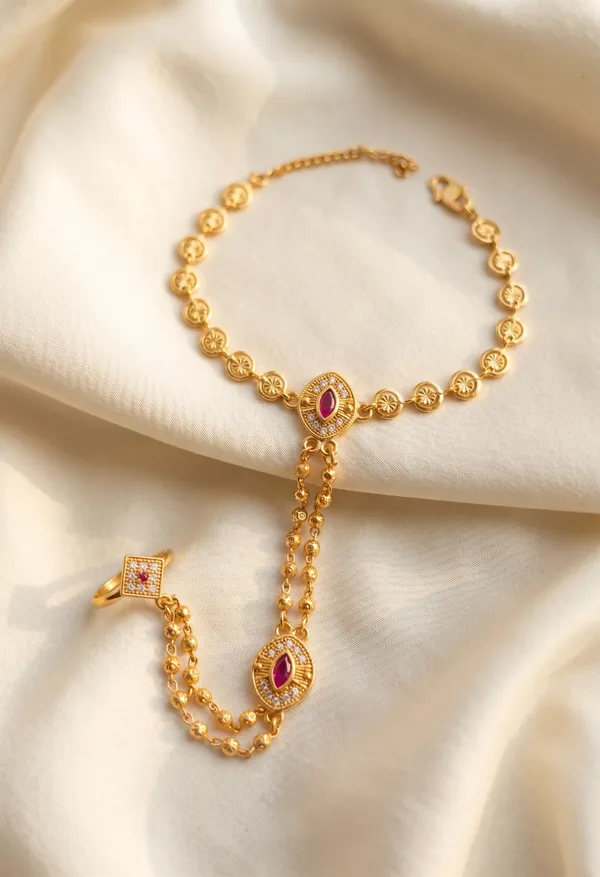 Micro_Gold_Plated_AD_Diamond_Studded_Fancy_Heart_Design_(Hathphool)_for_Women