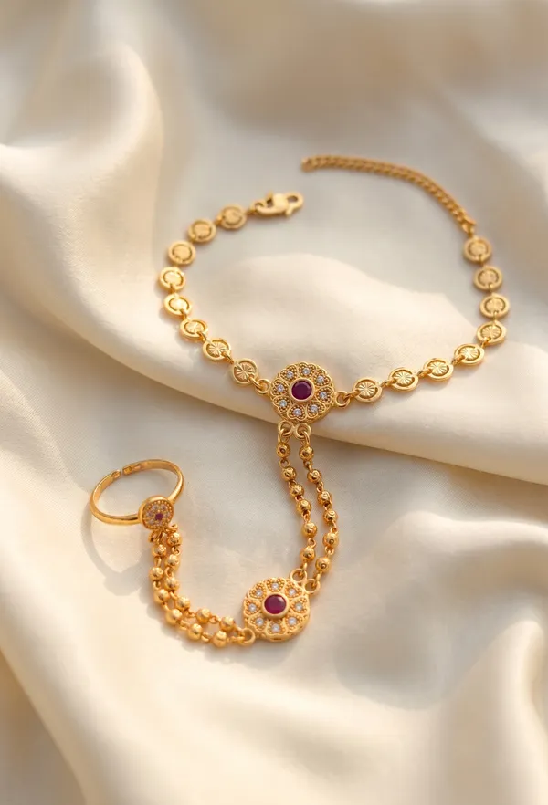 Micro_Gold_Plated_AD_Diamond_Studded_Fancy_Heart_Design_(Hathphool)_for_Women