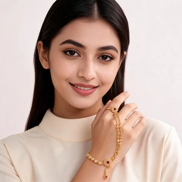 Micro_Gold_Plated_AD_Diamond_Studded_Fancy_Heart_Design_(Hathphool)_for_Women