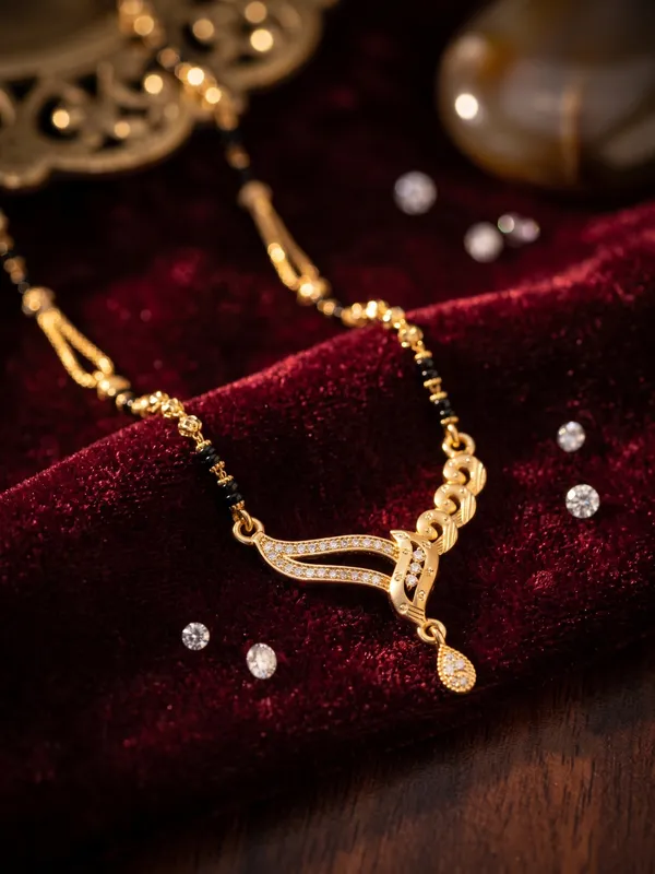 Micro_Gold_Plated_And_Diamond_Antique_18_inches_Mangalsutra