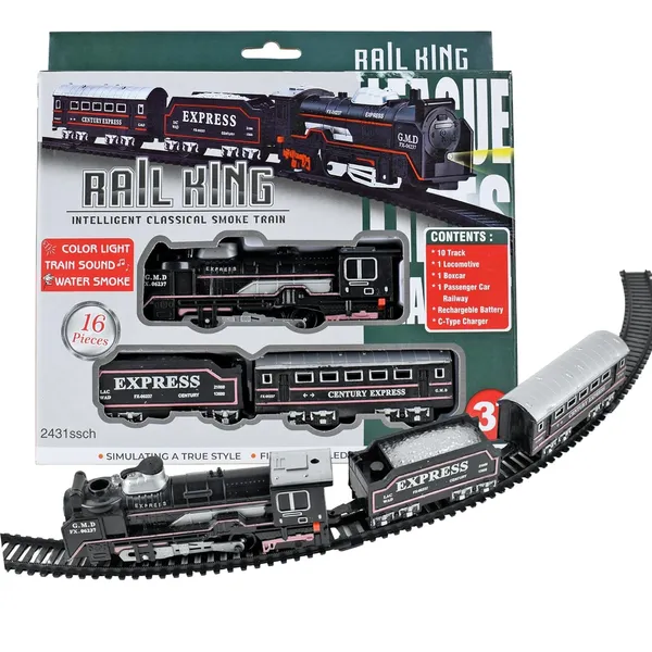 Wumble_Toy_Rail_King_Electric_Train_Set_for_Kids|16-Piece_Classic_Track_Set_with_Light,_Sound_&_Smoke|Rechargeable_Battery_Operated_Track_Train_Toy_for_Boys_&_Girls