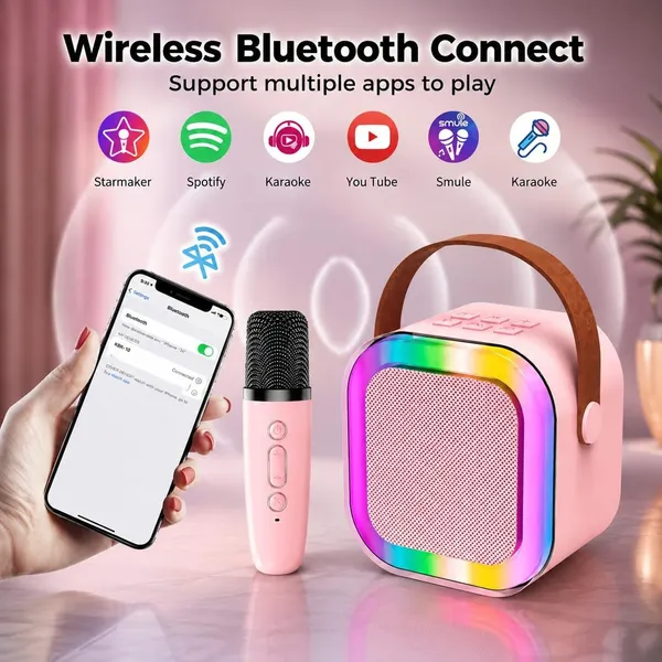 Wumble_Toy_Portable_Bluetooth_Speaker_5W_with_Wireless_Karaoke_Mic,_Bluetooth_5.1,_8H_Playtime,_5_Voice_Change_Effects,_RGB_LED_Lights,_TF_Card_Support,_Type-C_Charging,_Mini_Wireless_Speaker-Pink