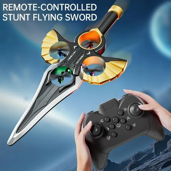 Wumble_Toy_RC_Flying_Sword_Drone,_Remote_Control_Stunt_Fighter_with_Auto_Hover,_Multi-Speed_Adjustment,Claymore_Style_Aircraft_Flying_Sword_Toy_Multicolor