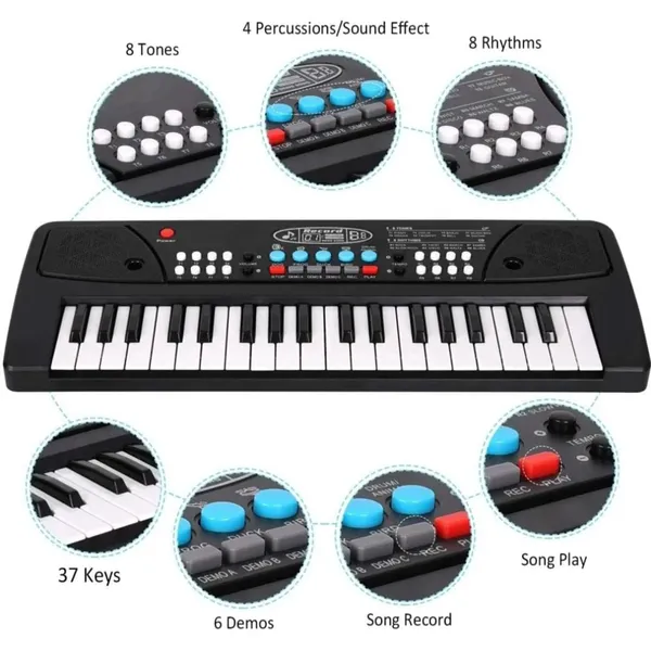 Wumble_Toy__Piano_Keyboard_with_Mic_(1_Year_Warranty)_37_Keys_8_Rhythms_8_Tones_6_Demos_Portable_Electronic_Keyboard_Toy_Beginners_Educational_Songs_Recording_Musical_Toys_2_3_4_5_Years_Boys_Girls