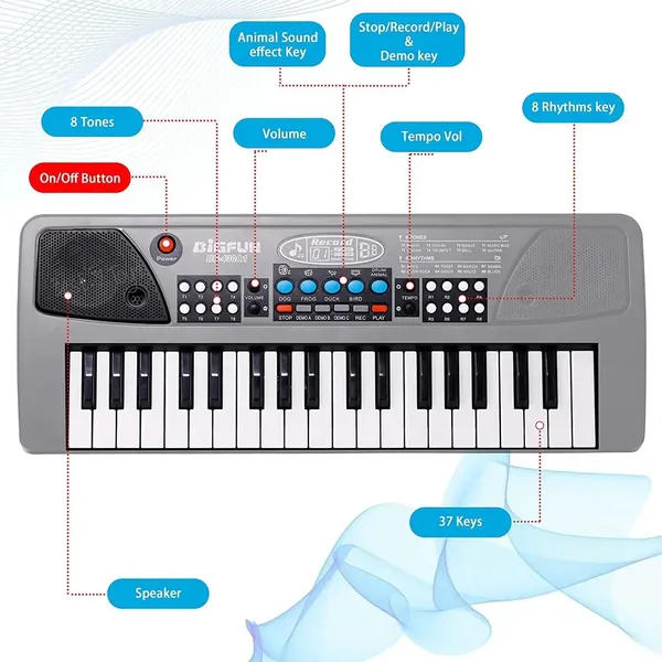 Wumble_Toy_Musical_Sound_Toys_37_Key_Piano_Keyboard_Toy_with_Recording_and_Mic_and_Adapter_for_Power_|_8_Rhythms_8_Tones_6_Demos_Portable_Electronic_Keyboard_Toy_Beginners_Age_3_to_5_Years_Boys_Girls