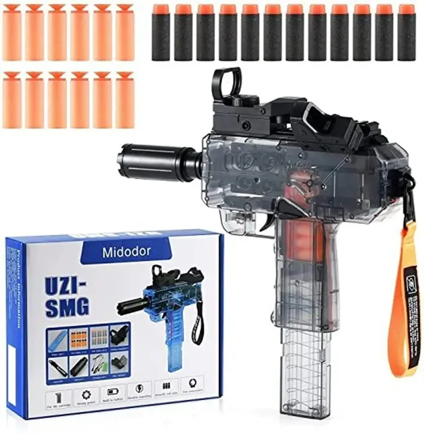 Wumble_Toy_Uzi-SMG_Electric_Automatic_Soft_Bullet_Toy_Gun_Blaster_with_Transparent_Clear_Shell,_LED_Light_Effects_&_Shoulder_Strap_|_Rapid_Auto-Burst_Shooting_with_20_Soft_Foam_Darts_for_Kids_(Ages_3+_Years)