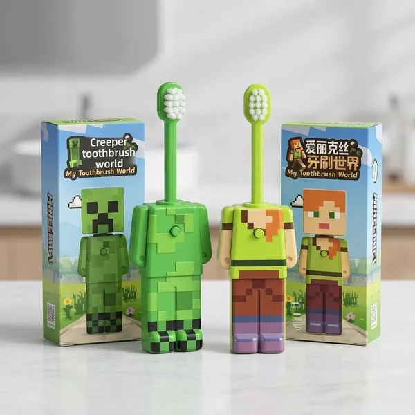 Wumble_Toy_Kids_Toothbrush_with_Cover,_Soft_Bristles_Manual_Toothbrush_for_Boys_&_Girls,_Pixel_Style_Character_Travel_Toothbrush,_Green,_Pack_of_1